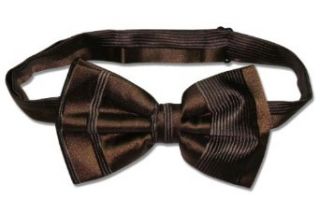 BOWTIE Dark Brown Stripes Woven Mens Bow Tie for Tuxedo