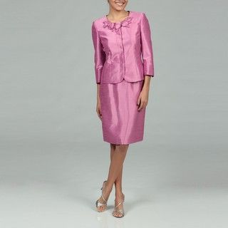 Kasper Womens 2 piece Textured Shimmer Skirt Suit