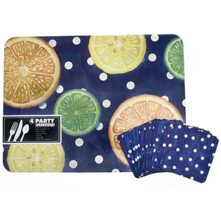 Thirstystone Citrus Dots Placemat and Pub Coaster Set