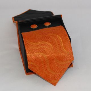 Ferrecci Mens 3 piece Orange Necktie Set