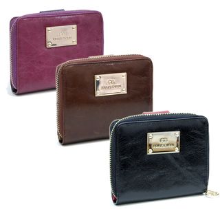 Anais Gvani Genuine Italian Leather Block Color and Zip Around Wallet