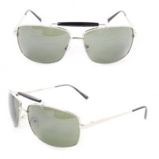 Rectangle Men Sunglasses 7073 Silver Metal Frame Smoke