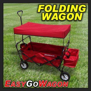Childrens Red Pull Along Wagon. Unique Folding Design is