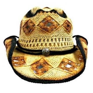 Burnished Distressed Crochet Toyo Cowboy Hat With Chin