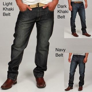 Paper Denim & Cloth Mens Belted Straight Leg Jeans