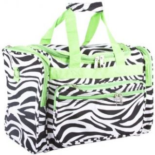 Green Trim Zebra Travel Duffle Bag   16 inch: Clothing