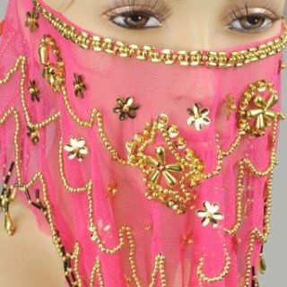 BellyLady Belly Dance Face Veil With Beads, Style A BLACK