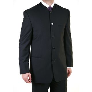 Ferrecci Mens Black Mandarin Collar Suit
