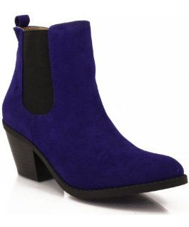  Qupid Muse 63 Velvet Round Toe Ankle Bootie ROYAL BLUE Shoes