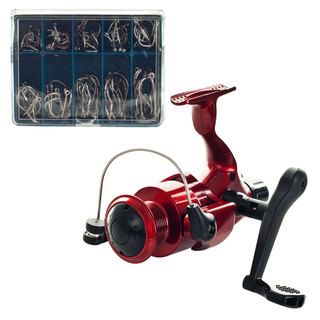 Gone Fishing Open Face Spinning Reel with Hooks (Set of 90