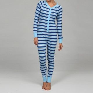 Sweet Womens Union City Striped Snap up Union Suit with Backflap