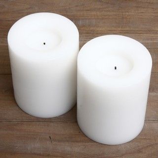 White 4 inch Round LED Candles (Pack of 2)
