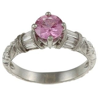 Platinum Pink Tourmaline and 1/2ct TDW Diamond Estate Ring (H I, VS1