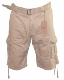 Men Cargo Pocket Shorts Khaki Beige, Inner Drawstring