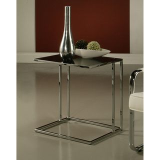 Norway Chrome Black Tempered Glass End Table