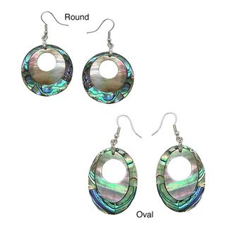 Pearlz Ocean Silvertone Copper Abalone and White Shell Earrings