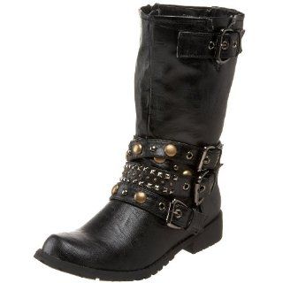 : Dollhouse Womens Cianna Mid Calf Buckle Boot,Black,10 M US: Shoes