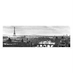 Affiche panoramique Paris noir/blanc (53 x 158cm)   Achat / Vente