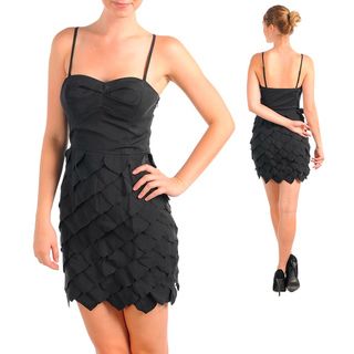 Stanzino Womens Black Sweetheart Bustier Ruffled Dress