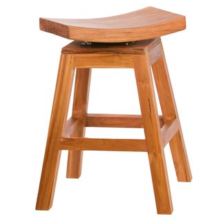 24 inch Counter High Stool in Solid Teak with Swivel Seat