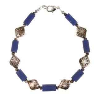 Lapis and Etched Silver Bracelet (Thailand)