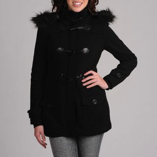 Mo Ka Black Fleece Womens Toggle Coat