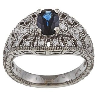 FJC 14k Gold Sapphire and 1/3ct TDW Diamond Ring (H I, I1 I2