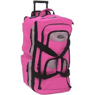 Olympia 22 inch Hot Pink 8 pocket Carry On Rolling Duffel