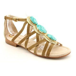 Silver Ankle Strap Sandal, Gold/Rame/Turquoise, 6.5 M US: Shoes