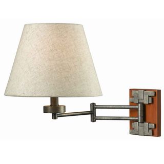 Kenroy 15 inch Faux Cherry Wood Silver Swing Arm Lamp