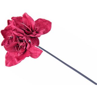 Tige dAmarillys rouge fushia effet velours   Fleur en plastique de 58