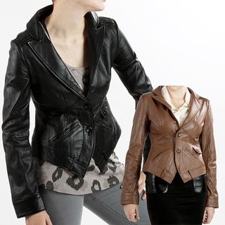 United Face Womens Textured Leather Blazer