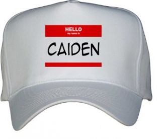 HELLO my name is CAIDEN White Hat / Baseball Cap: Clothing