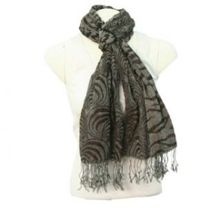 Womens Lovely Acrylic Patterned Fancy Scarf   Brown