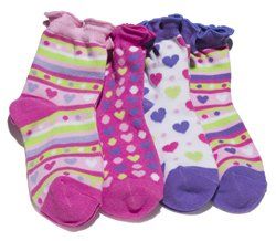 Hearts a Go Go Ruffle Ankle Socks, Set of 4 Pairs (3   6