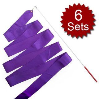(Price/6 Sets)Purple Gymnastics Ribbon with Wand Sports