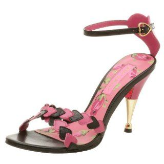  Betsey Johnson Womens Adela Open Toe Sandal,Black/Pink,7 M Shoes