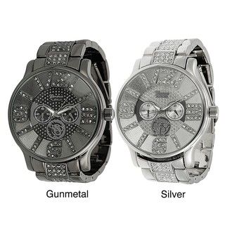 Geneva Platinum Mens Rhinestone accented Chronograph style Link Watch