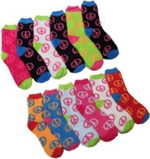 Fuzzy Socks with Peace Signs, Fuzzy PEACE Socks, 12 Pairs