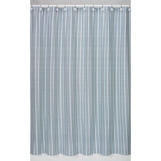 Blue and Green Stripe Cotton Shower Curtain