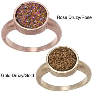 Caribe Gold Round Druzy Gemstone Ring