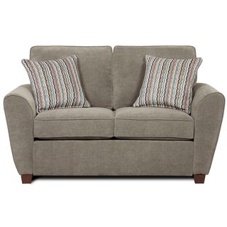Newport Furniture Hobbs Grey Chenille Loveseat with Pillows