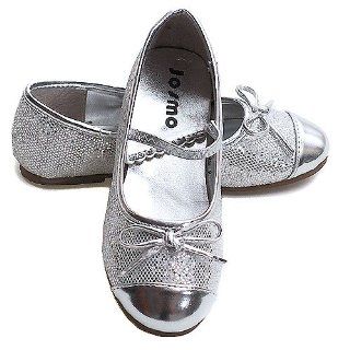Girls Silver Bow Sparkle Special Occasion Dress Shoes 5: Josmo: Shoes