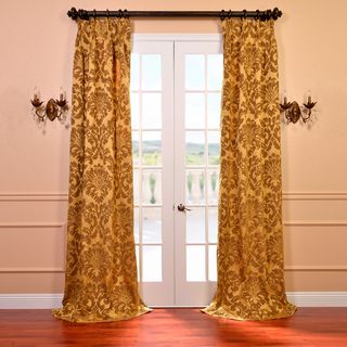 Astoria Gold and Bronze Faux Silk Jacquard French Pleated Curtains