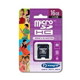 INTEGRAL   PACK COMBO CARTE MÉMOIRE MICROSD   16 GO (CARTE + ADAPT SD