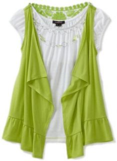 My Michelle Girls 7 16 Twofer Top, Green, Small Clothing