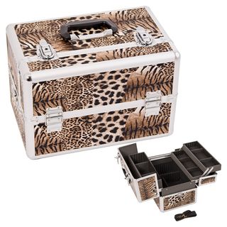 Justcase Brown Leopard Extendable Tray Makeup Case