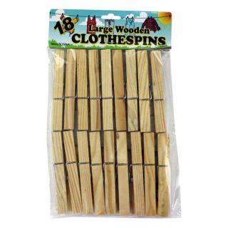 Large Wooden Clothespins 18 piece Packages (Case of 24)