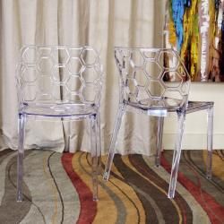 Honeycomb Clear Acrylic Modern Dining Chair (Set of 2)