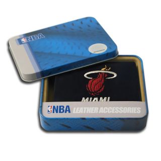 Miami Heat Mens Black Leather Tri fold Wallet